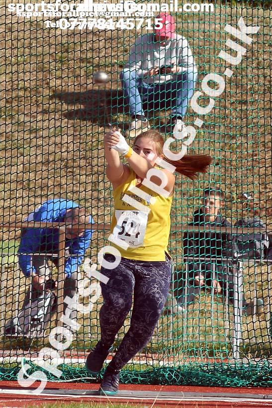 Womens under-17s hammer, 2018 Northern Under-17s/U-15s/U-13s Champs., Wavertree Athletics Centre, Liverpool. Photo: David T. Hewitson/Sports for All Pics